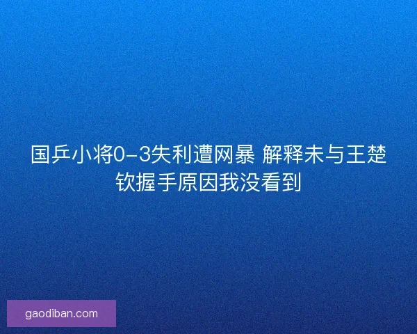 国乒小将0-3失利遭网暴 解释未与王楚钦握手原因我没看到