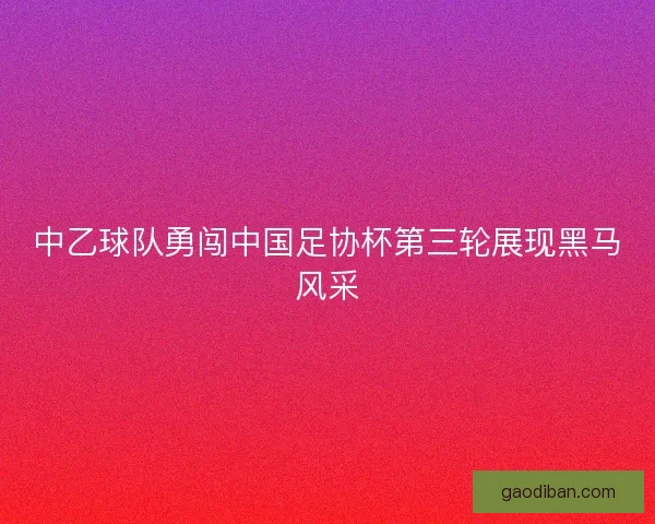 中乙球队勇闯中国足协杯第三轮展现黑马风采