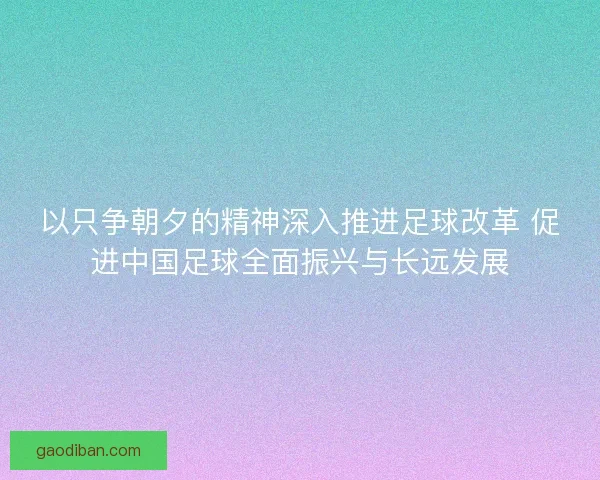 以只争朝夕的精神深入推进足球改革 促进中国足球全面振兴与长远发展